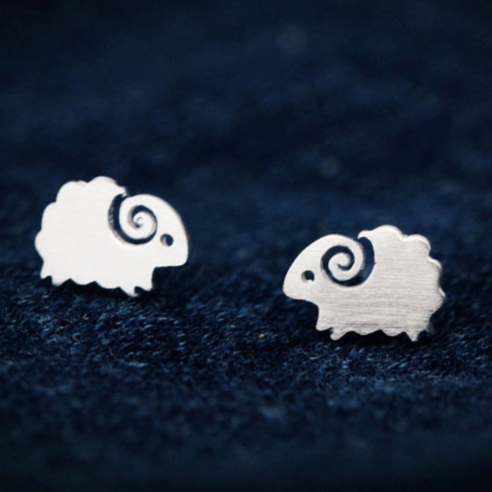 Cute Brushed Silver Lamb Earrings